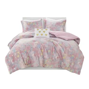 Mi Zone Rosalie Metallic Printed Plush Comforter Set with Throw Pillow