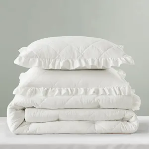 Comfort Spaces Hannah Diamond Quilted Ruffle Edge Comforter Set