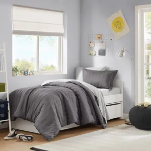 Super Listing Logan Striped Reversible Pintuck Pleated Comforter Set