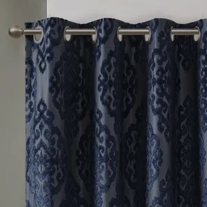 SunSmart Mirage Knitted Jacquard Damask Total Blackout Grommet Top Curtain Panel