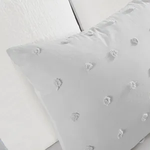 Brooklyn Full/Queen Cotton Jacquard Comforter Set with Euro Shams and Throw Pillows - Grey