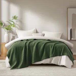 Madison Park Waffle Weave Cotton Blanket