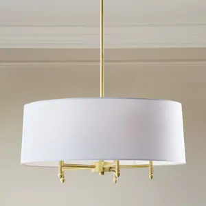 Presidio Presidio 5-Light Dimmable Chandelier with Drum-shaped Fabric Shade & Adjustable Height - Go