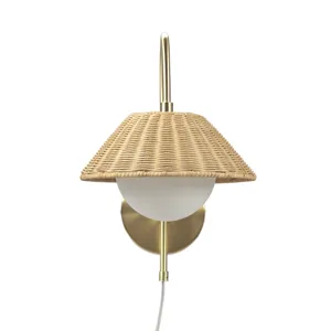 Laguna Rattan Weave Shade Wall Sconce - Gold