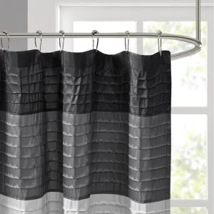 Amherst Faux Silk Shower Curtain - Black