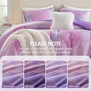 Intelligent Design Cassiopeia Watercolor Tie Dye Printed Comforter Set with Throw Pillow