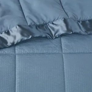 Cambria King Oversized Down Alternative Blanket with Satin Trim - Slate Blue