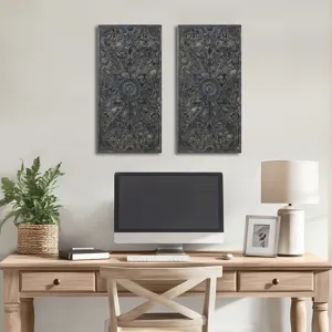 Madison Park Botanical Panel Distressed Carved Wood 2-piece Wall Decor Set