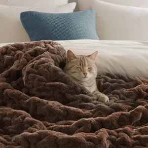 Madison Park Ruched Fur Throw