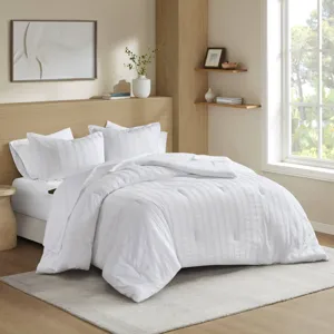 Super Listing Logan Striped Reversible Pintuck Pleated Comforter Set