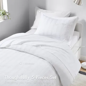 Super Listing Logan Striped Reversible Pintuck Pleated Duvet Set