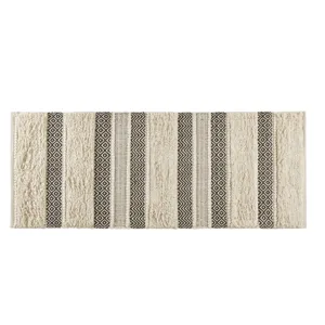Asher Woven Texture Stripe Bath Rug - Black