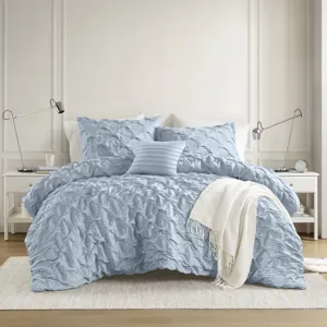 Comfort Spaces Bailey Diamond Pintuck Pleated Woven Comforter Set