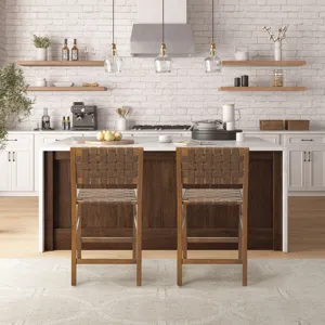 Oslo Faux Leather Woven Counter Stool 24\"H - Brown