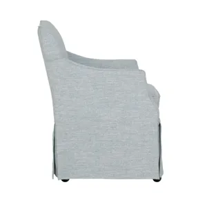 London Upholstered Skirted Dining Arm Chair with Hidden Casters - Light Blue