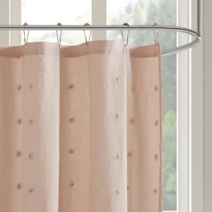 Urban Habitat Brooklyn Cotton Jacquard Pom Pom Shower Curtain