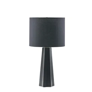 Athena Geometric Ceramic Table Lamp - Black