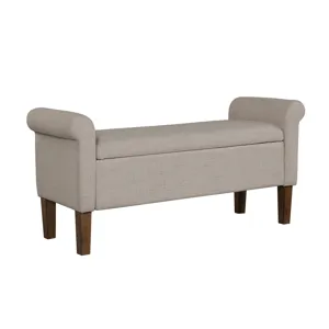 Aubrey Upholstered Storage Bench - Cream