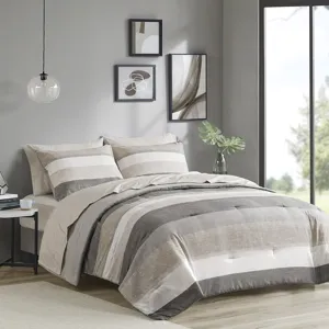 Madison Park Essentials Jaxon Stripe Comforter Set with Bed Sheets
