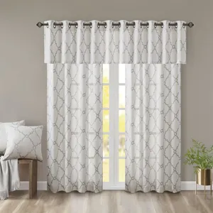 Madison Park Saratoga Fretwork Print Grommet Top Window Valance