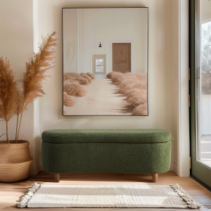 Bailey Boucle Flip Top Storage Bench - Green