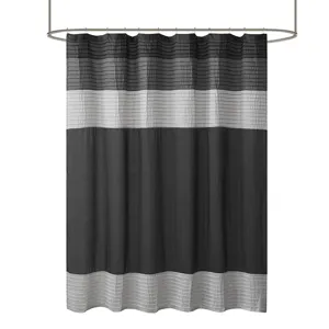 Amherst Faux Silk Shower Curtain - Black