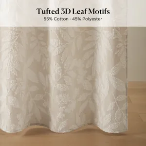 Harbor House Blue Solace Leaf Cotton Blend Botanical Jacquard Shower Curtain - Beige