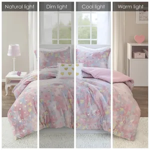Mi Zone Rosalie Metallic Printed Plush Comforter Set with Throw Pillow