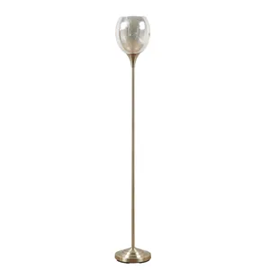 Bellow Uplight Floor Lamp with Mercury Glass Shade - Antique Brass