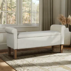 Aubrey Upholstered Storage Bench - Natural