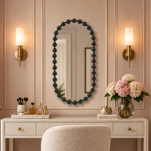 Madison Park Signature Marlowe 18X36 Oval Beaded Wall Mirror - Black
