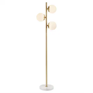 Holloway 3-Globe Light Floor Lamp with Marble Base - White/Gold