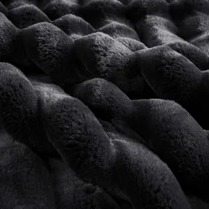 Jasmine King Ultrasoft Faux Fur Ribbed Comforter Set - Black