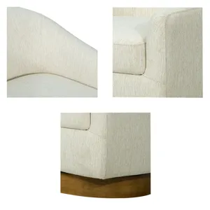 Ashton Upholstered Swivel Chair with Wood Base - Cream