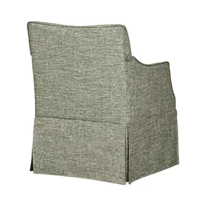 London Upholstered Skirted Dining Arm Chair with Hidden Casters - Grey