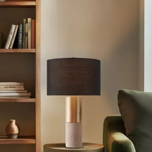 Fulton Fulton Metal and Concrete Table Lamp - Gold/Grey/Black
