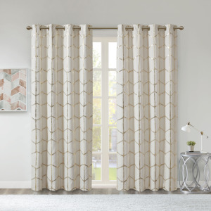 Intelligent Design Raina Total Blackout Metallic Print Grommet Top Curtain Panel