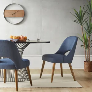 Nola Upholstered Dining Side Chairs with Cutout Back design (Set of 2) - Navy