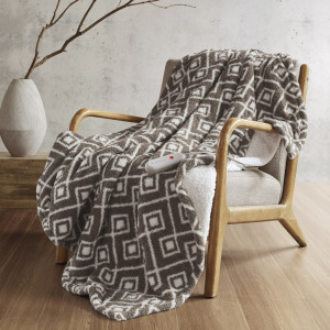 Amira Dream Soft Heated Throw - Brown Geo