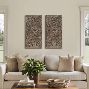 Madison Park Botanical Panel Distressed Carved Wood 2-piece Wall Decor Set
