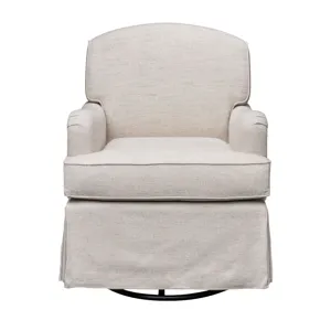 Martha Stewart Melody Swivel Glider Skirted ArmChair - Cream