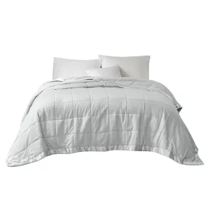 Cambria Full/Queen Oversized Down Alternative Blanket with Satin Trim - Grey
