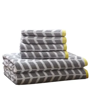 Nadia Cotton Jacquard Bath Towel 6 Piece Set - Grey