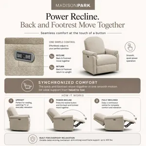 Madison Park Elio Power Recliner 3-in-1 with Swivel, Glider, Charging Station