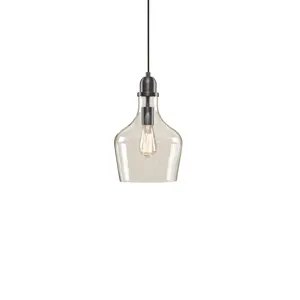 Auburn Bell Shaped Hanging Glass Pendant Light - Bronze/Clear
