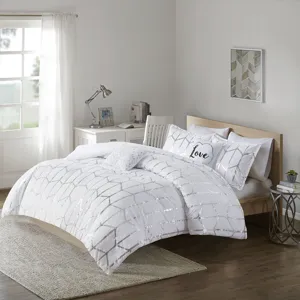 Intelligent Design Raina Metallic Printed Comforter Set