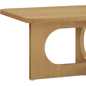 INK+IVY Devon 48" Sculptural Wood Coffee Table with Cutout Base - Natural Oak