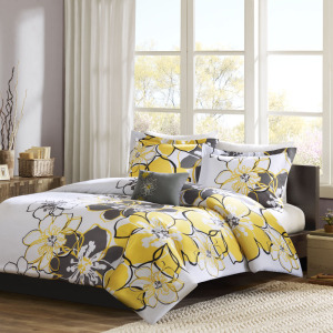 Allison Full/Queen Floral Duvet Cover Set - Yellow