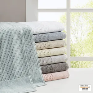 Madison Park Spa Waffle Cotton Jacquard Bath Towel 6 Piece Set