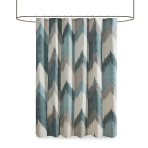 Alpine Cotton Printed Shower Curtain - Aqua